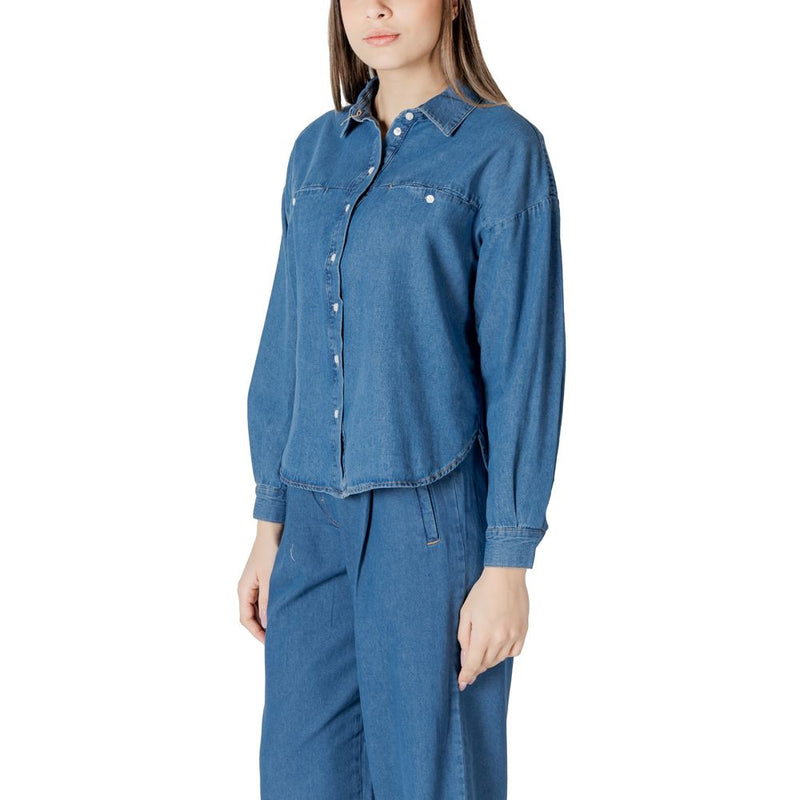 ICHI IHARCHER SH 20122389 Blouse en Coton Bleu pour Femmes