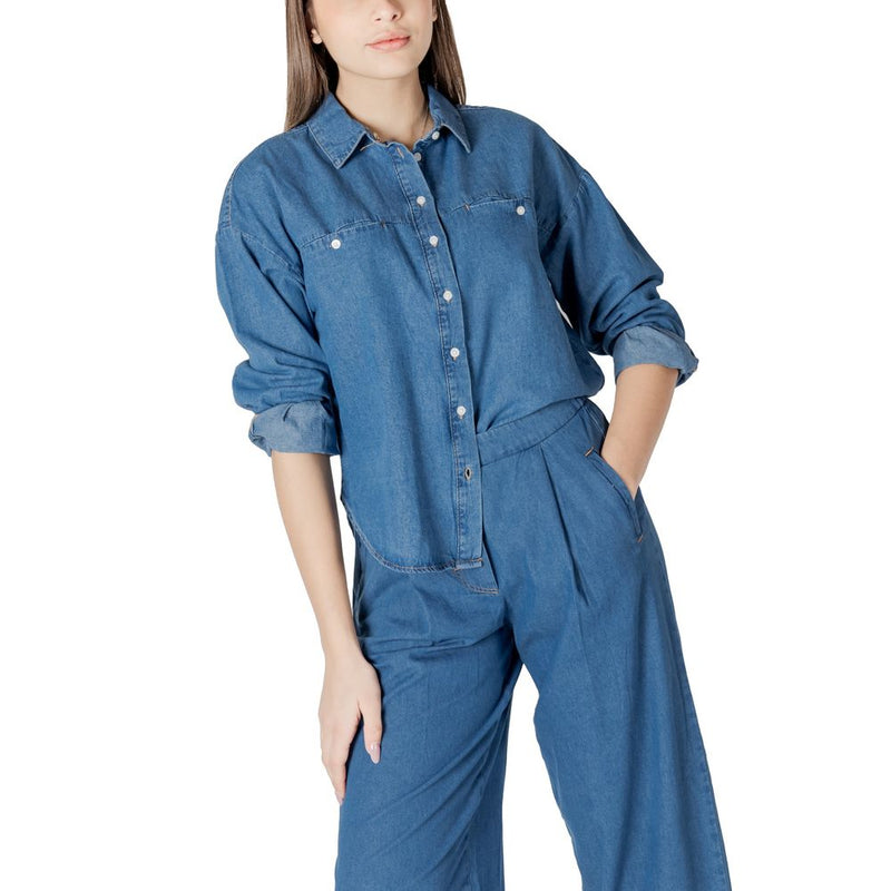ICHI IHARCHER SH 20122389 Blouse en Coton Bleu pour Femmes