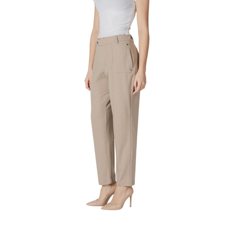 Street One Beige Viscose Pant - Tapered Leg Women's Trousers