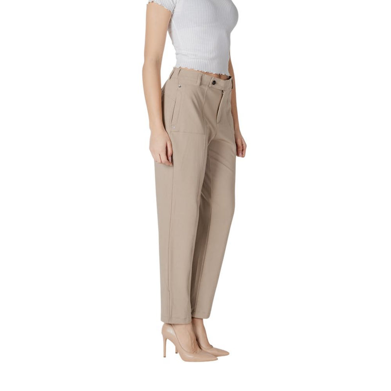 Street One Beige Viscose Pant - Tapered Leg Women's Trousers
