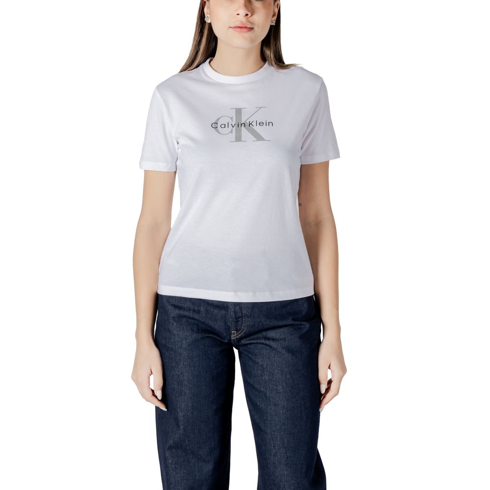 T-shirt Femme Calvin Klein Jeans Blanc en Coton - Élégance Décontractée