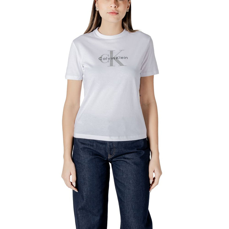Calvin Klein Jeans Women's White Cotton T-Shirt - Stylish Comfort