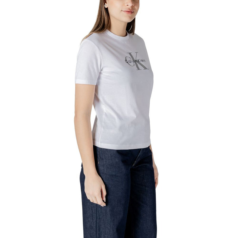 Calvin Klein Jeans Women's White Cotton T-Shirt - Stylish Comfort