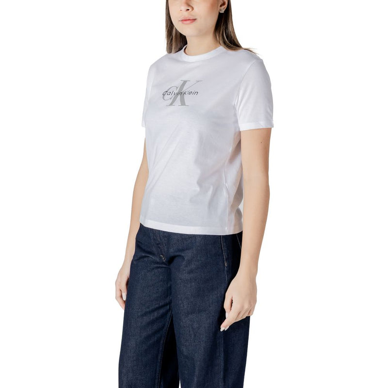 Calvin Klein Jeans Women's White Cotton T-Shirt - Stylish Comfort