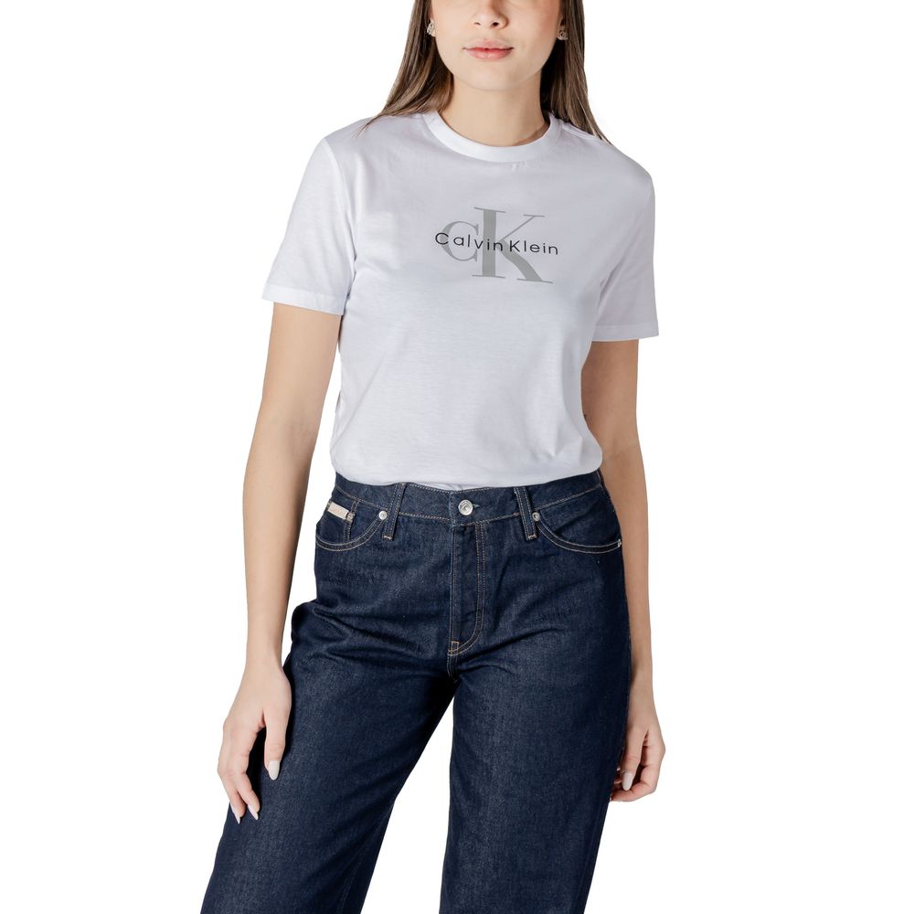 T-shirt Femme Calvin Klein Jeans Blanc en Coton - Élégance Décontractée