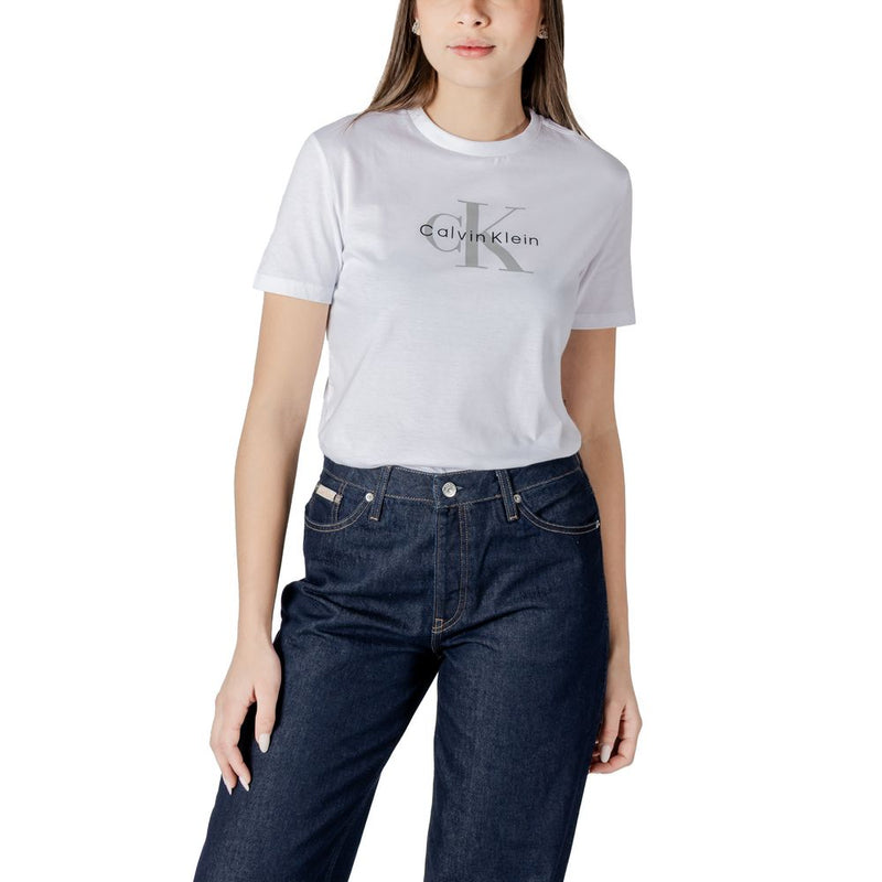 Calvin Klein Jeans Women's White Cotton T-Shirt - Stylish Comfort