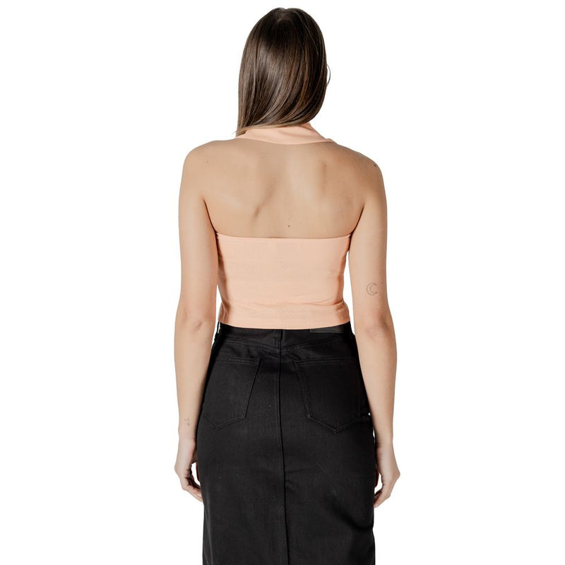 Calvin Klein Jeans Top Orange à Col Polo Halterneck