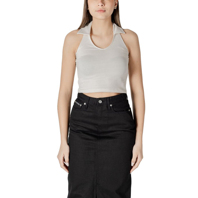 Calvin Klein Jeans Top Halterneck en Coton Beige