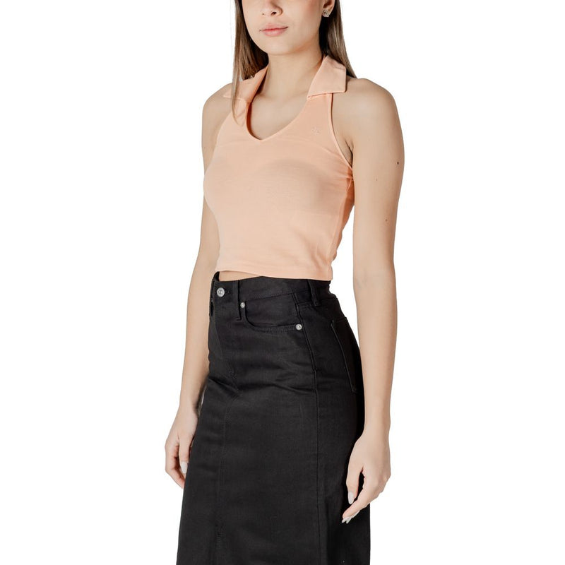 Calvin Klein Jeans Top Orange à Col Polo Halterneck