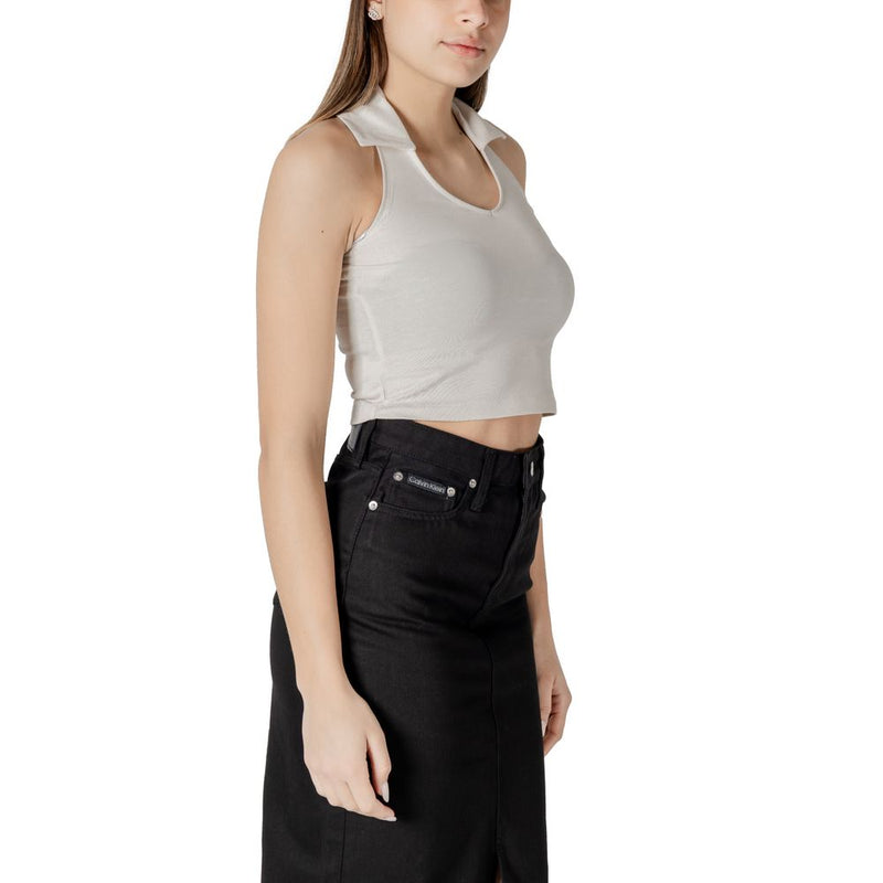 Calvin Klein Jeans Top Halterneck en Coton Beige