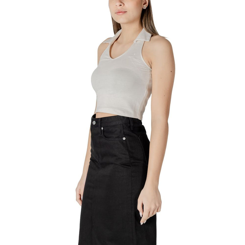 Calvin Klein Jeans Top Halterneck en Coton Beige
