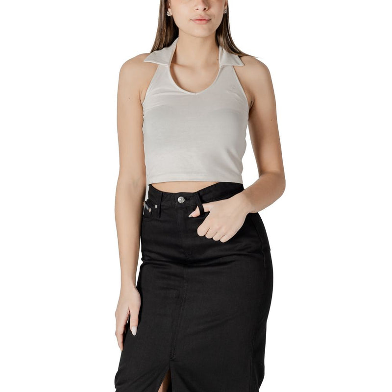 Calvin Klein Jeans Top Halterneck en Coton Beige