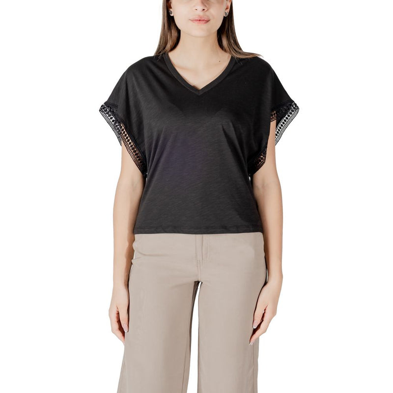 ICHI IHOLYA SS4 T-Shirt Noir en Coton pour Femmes