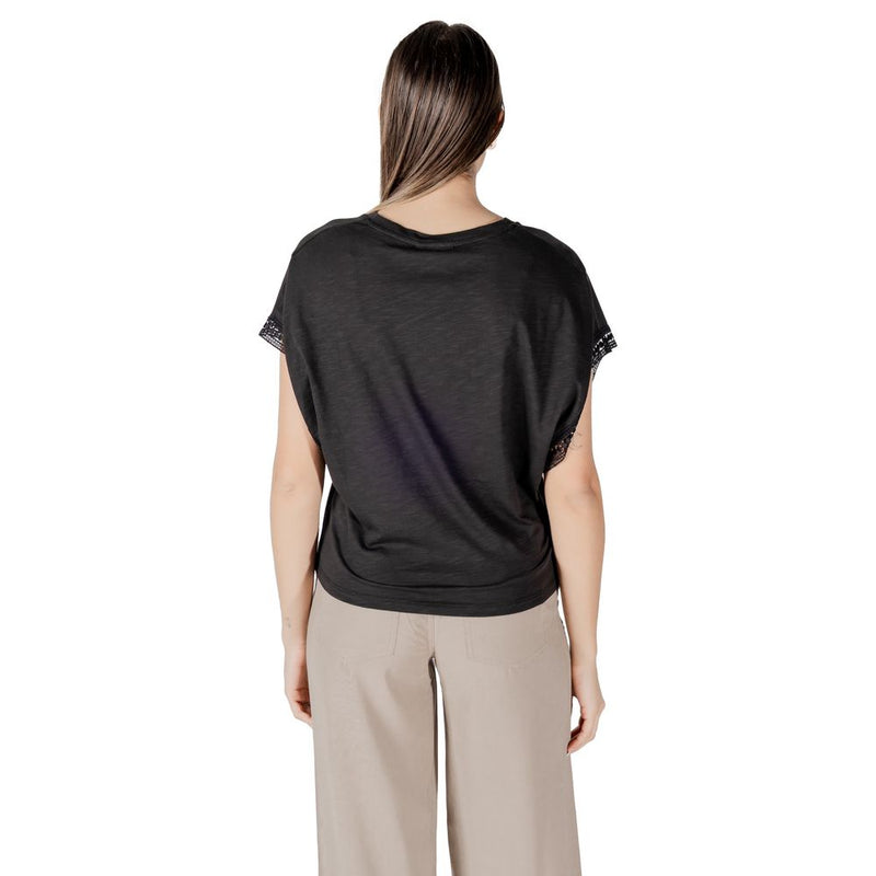 ICHI IHOLYA SS4 T-Shirt Noir en Coton pour Femmes