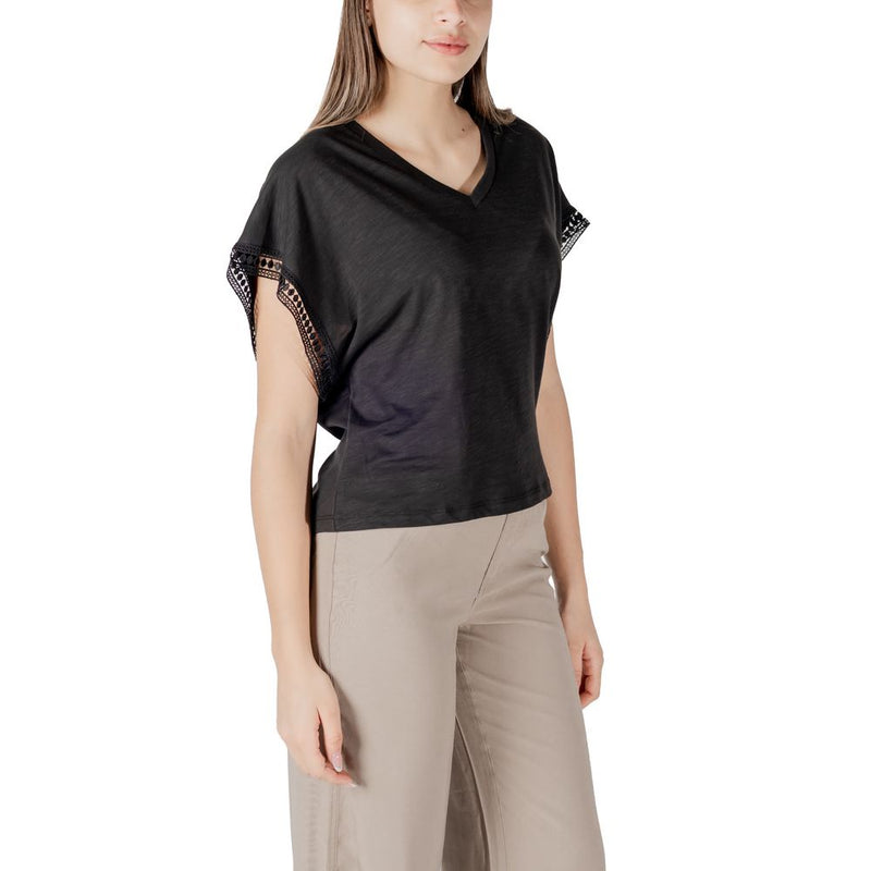 ICHI IHOLYA SS4 T-Shirt Noir en Coton pour Femmes
