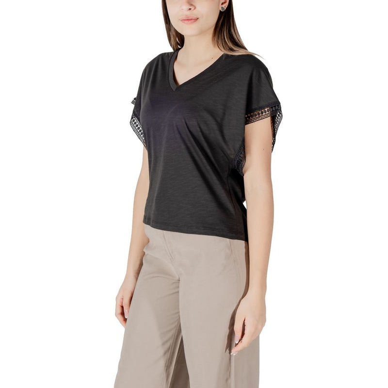 ICHI IHOLYA SS4 T-Shirt Noir en Coton pour Femmes