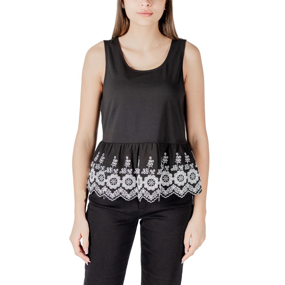 ICHI IHMALUI TO 20122820 Black Cotton Tank Top for Women