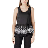 ICHI IHMALUI TO 20122820 Black Cotton Tank Top for Women