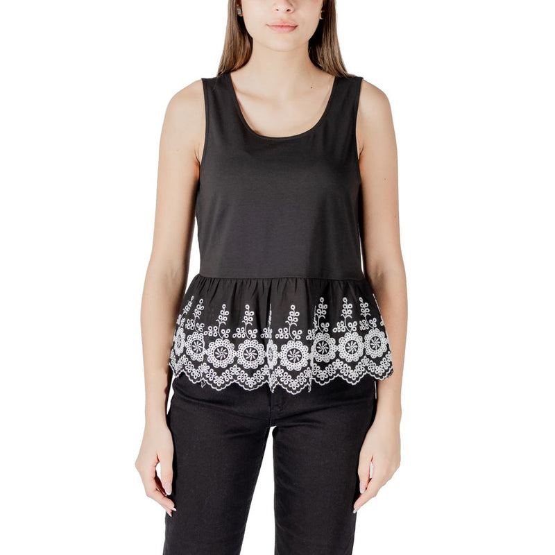 ICHI IHMALUI TO 20122820 Black Cotton Tank Top for Women
