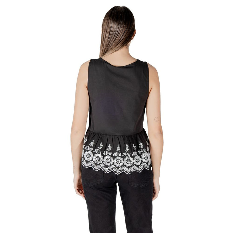 ICHI IHMALUI TO 20122820 Black Cotton Tank Top for Women