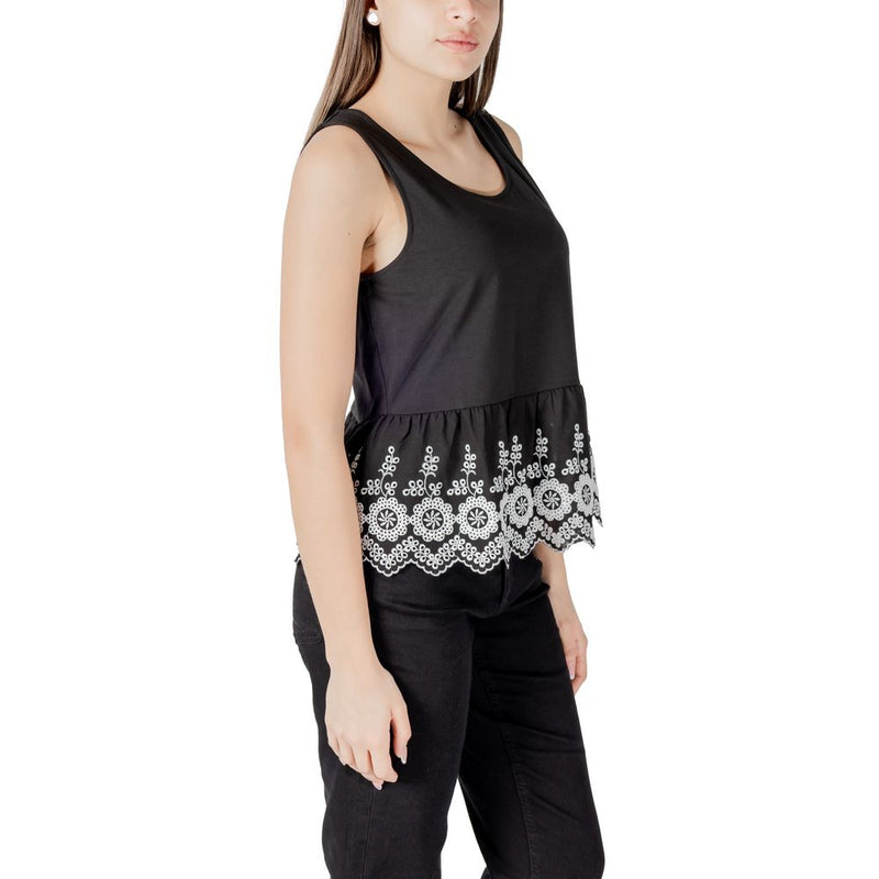 ICHI IHMALUI TO 20122820 Black Cotton Tank Top for Women