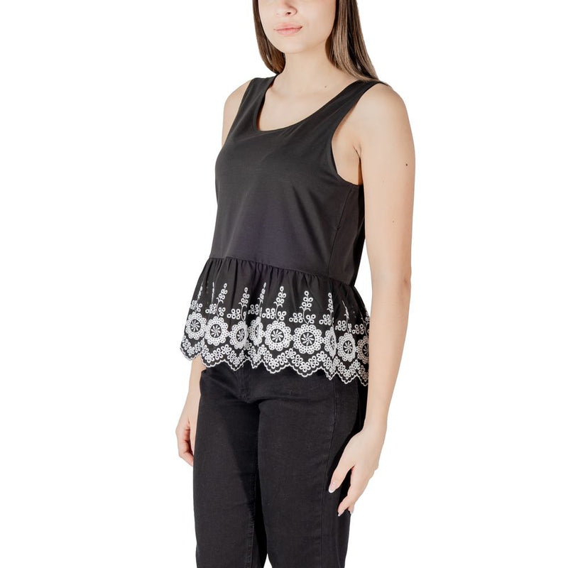 ICHI IHMALUI TO 20122820 Black Cotton Tank Top for Women