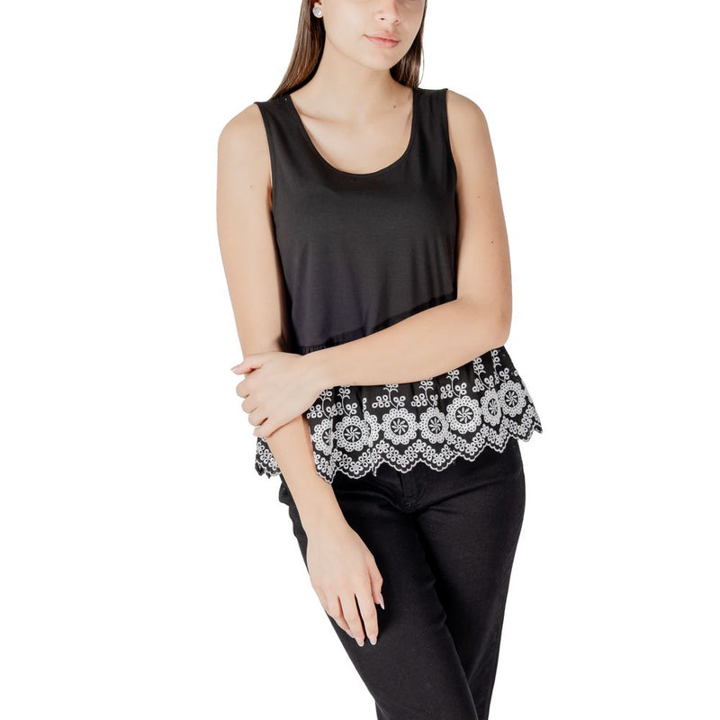 ICHI IHMALUI TO 20122820 Black Cotton Tank Top for Women