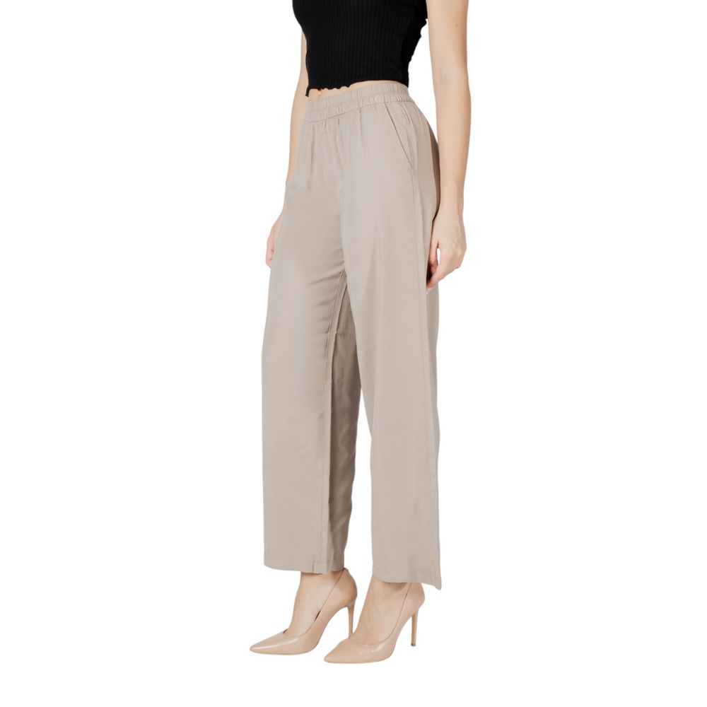 Only ONLARIS LIFE Haute Taille Pantalon Beige en Viscose
