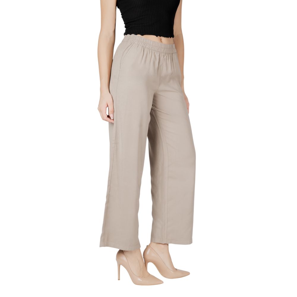 Only ONLARIS LIFE Haute Taille Pantalon Beige en Viscose