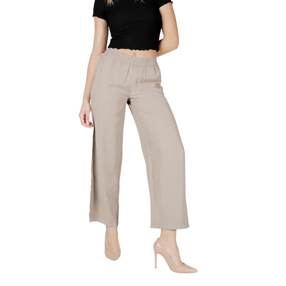 Only ONLARIS LIFE Haute Taille Pantalon Beige en Viscose