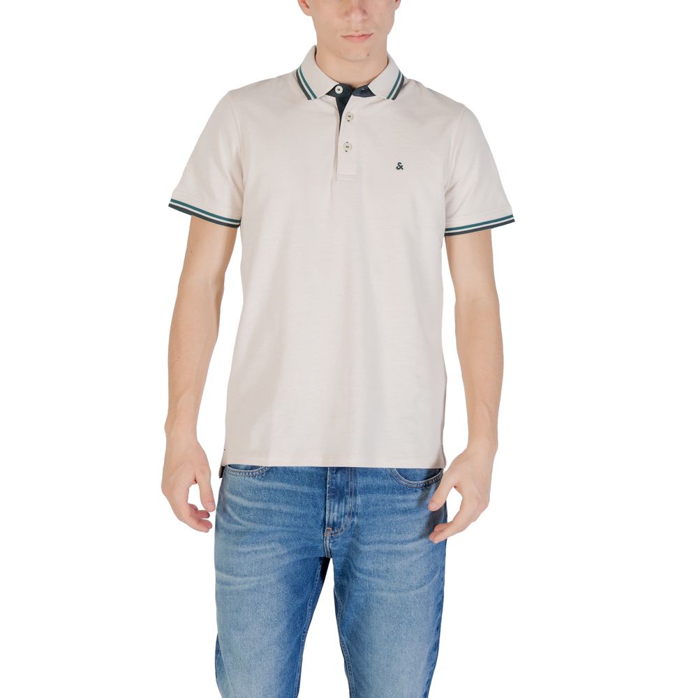 Polo en Coton Beige Jack Jones JJEPAULOS pour Homme