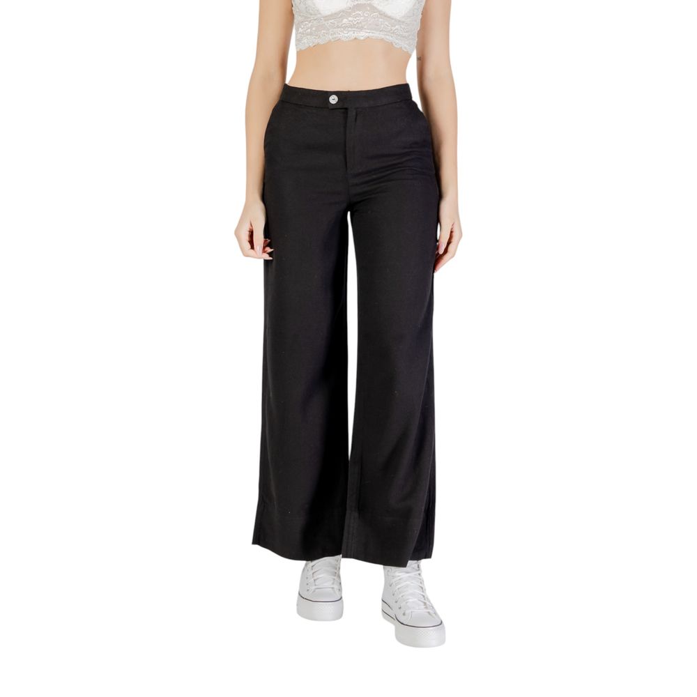 Only ONLCARO HW LINEN Black Viscose Pant