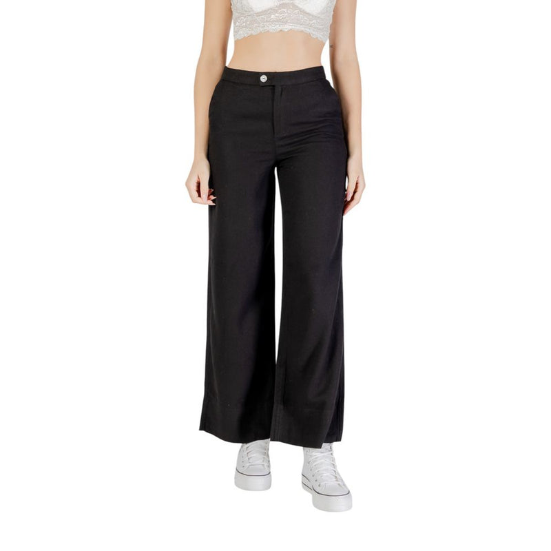Only ONLCARO HW LINEN Black Viscose Pant