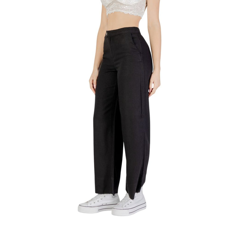 Only ONLCARO HW LINEN Black Viscose Pant