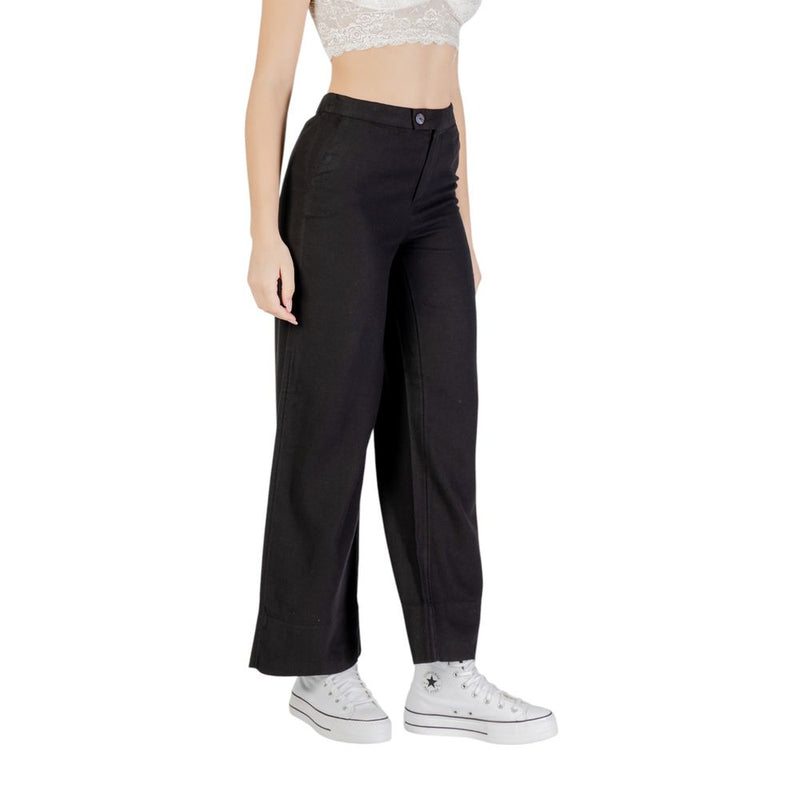 Only ONLCARO HW LINEN Black Viscose Pant