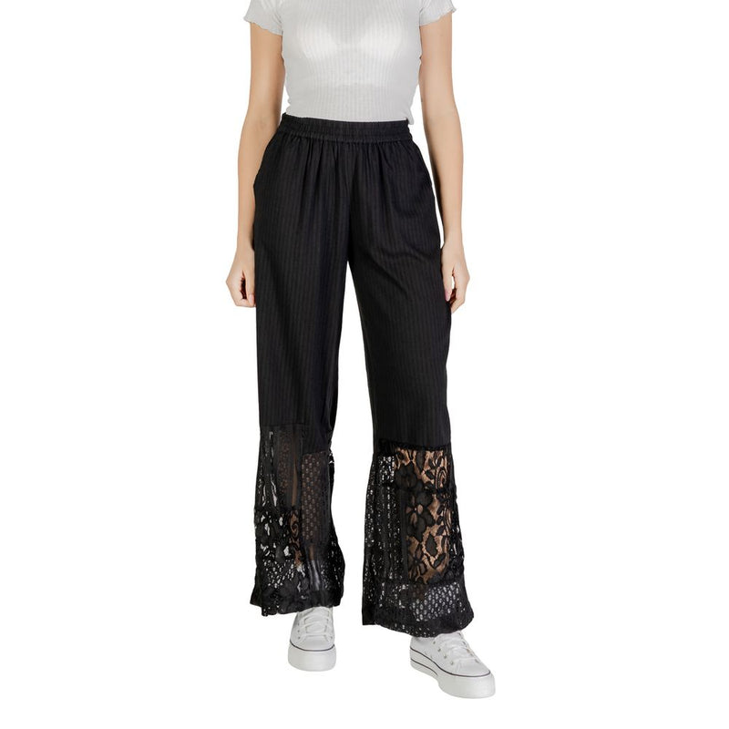 ICHI IHMARILA PA 20122862 - Pantalon Palazzo en Coton Noir