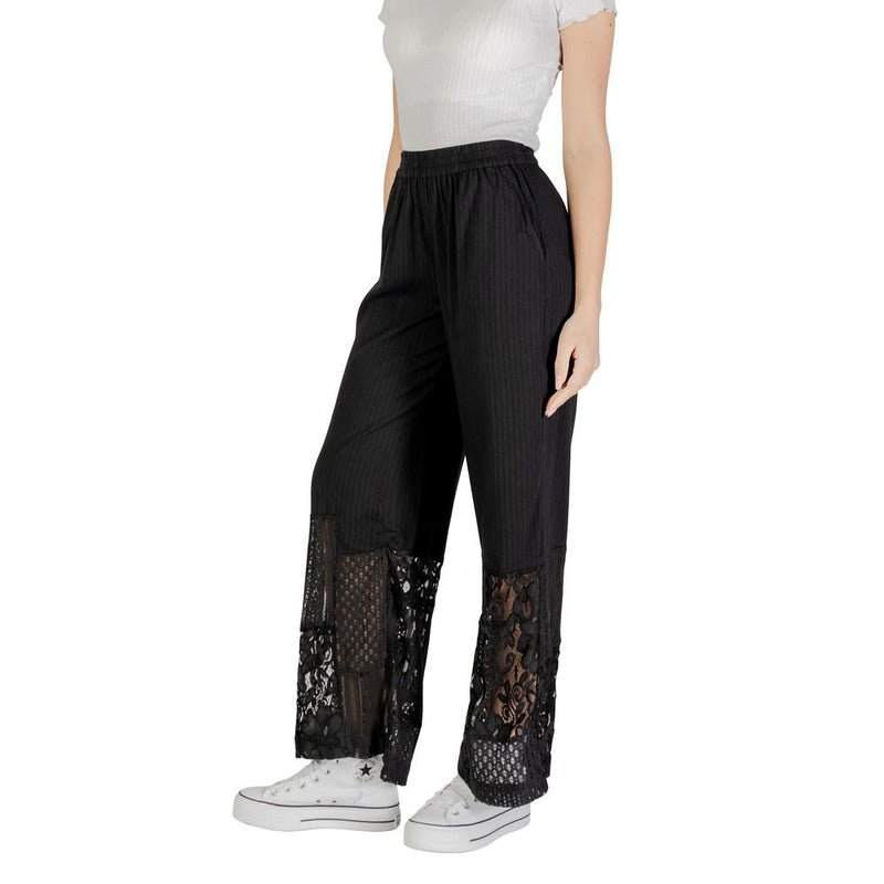 ICHI IHMARILA PA 20122862 - Pantalon Palazzo en Coton Noir