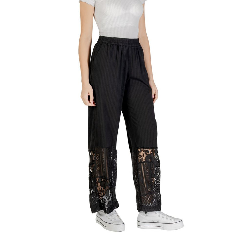 ICHI IHMARILA PA 20122862 - Pantalon Palazzo en Coton Noir