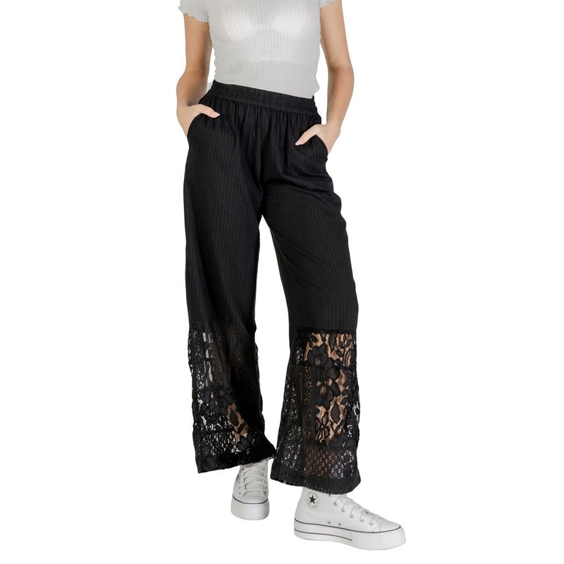 ICHI IHMARILA PA 20122862 - Pantalon Palazzo en Coton Noir