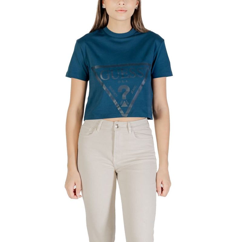 Guess Active ADELE CROP T-Shirt Noir en Coton pour Femmes