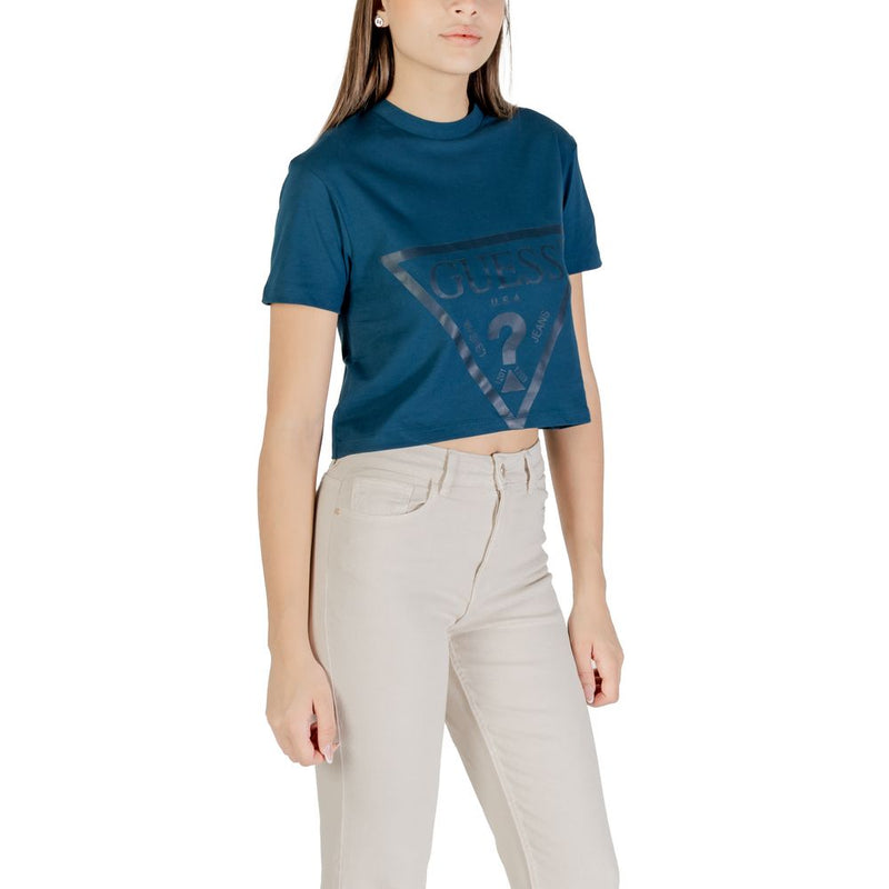 Guess Active ADELE CROP T-Shirt Noir en Coton pour Femmes