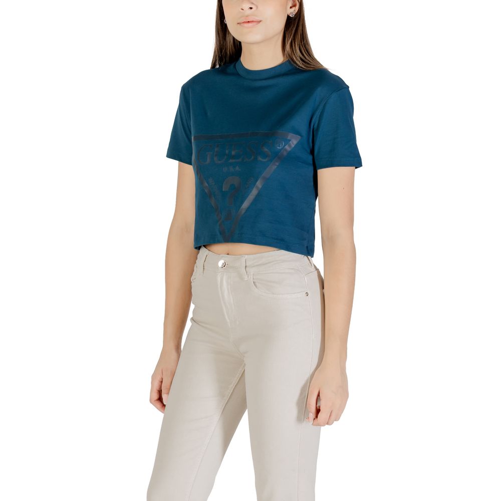Guess Active ADELE CROP Black Cotton T-Shirt for Women