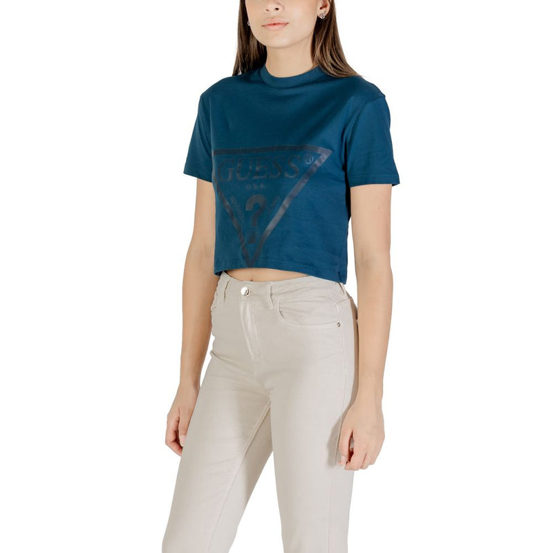 Guess Active ADELE CROP T-Shirt Noir en Coton pour Femmes