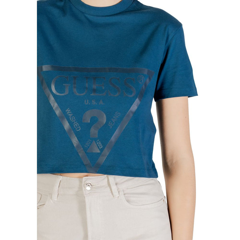 Guess Active ADELE CROP T-Shirt Noir en Coton pour Femmes