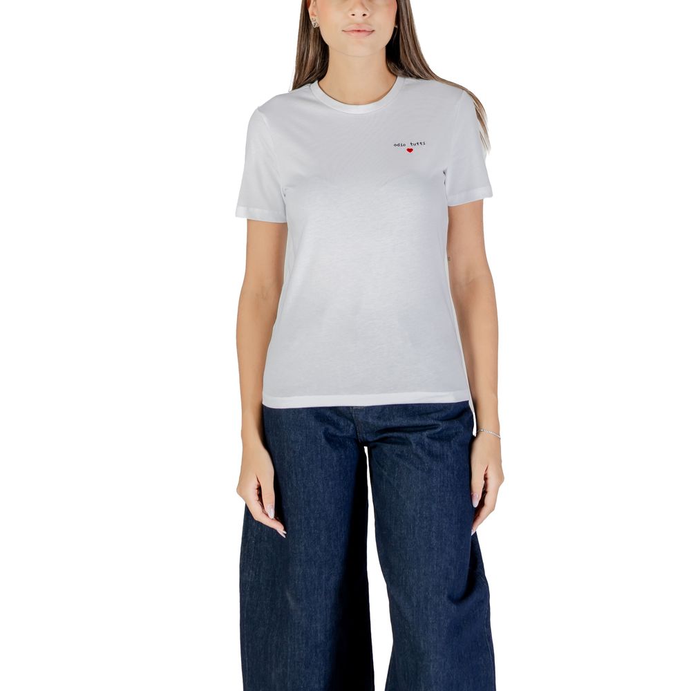 Only ONLADELINA White Cotton T-Shirt for Women
