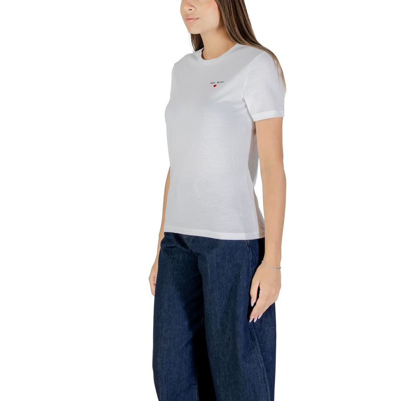 Only ONLADELINA T-Shirt Blanc en Coton pour Femmes