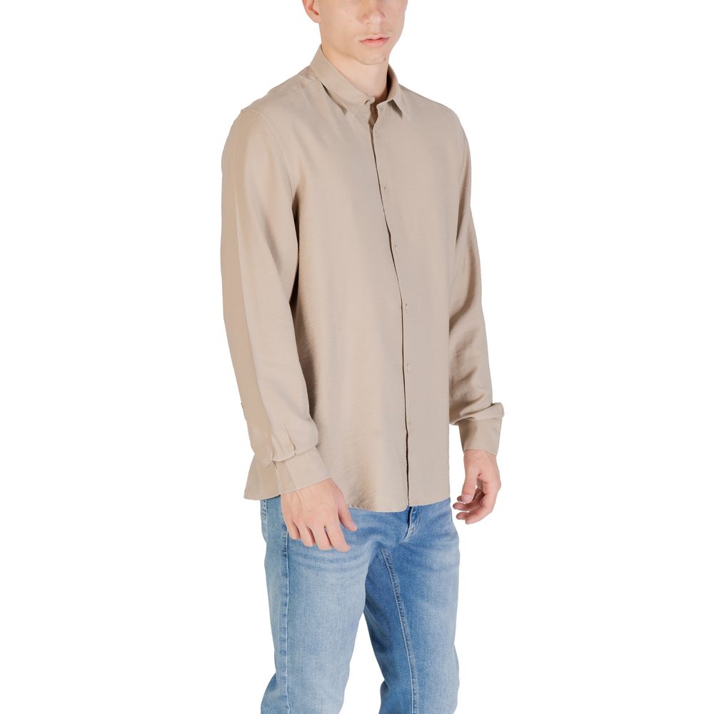 Antony Morato Chemise Beige Viscose Napoli Regular Fit