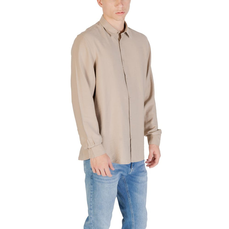 Antony Morato Chemise Beige Viscose Napoli Regular Fit