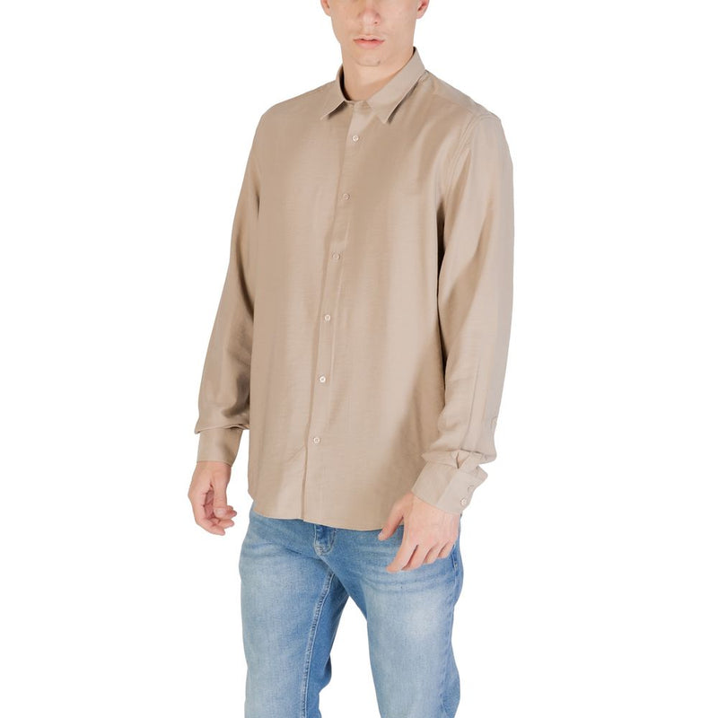 Antony Morato Chemise Beige Viscose Napoli Regular Fit