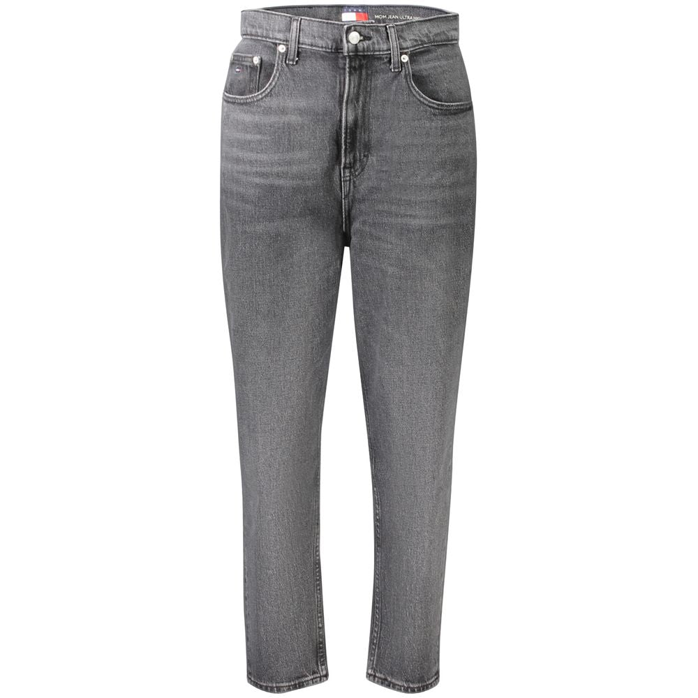 Tommy Hilfiger Black Cotton Ultra High Tapered Mom Jeans